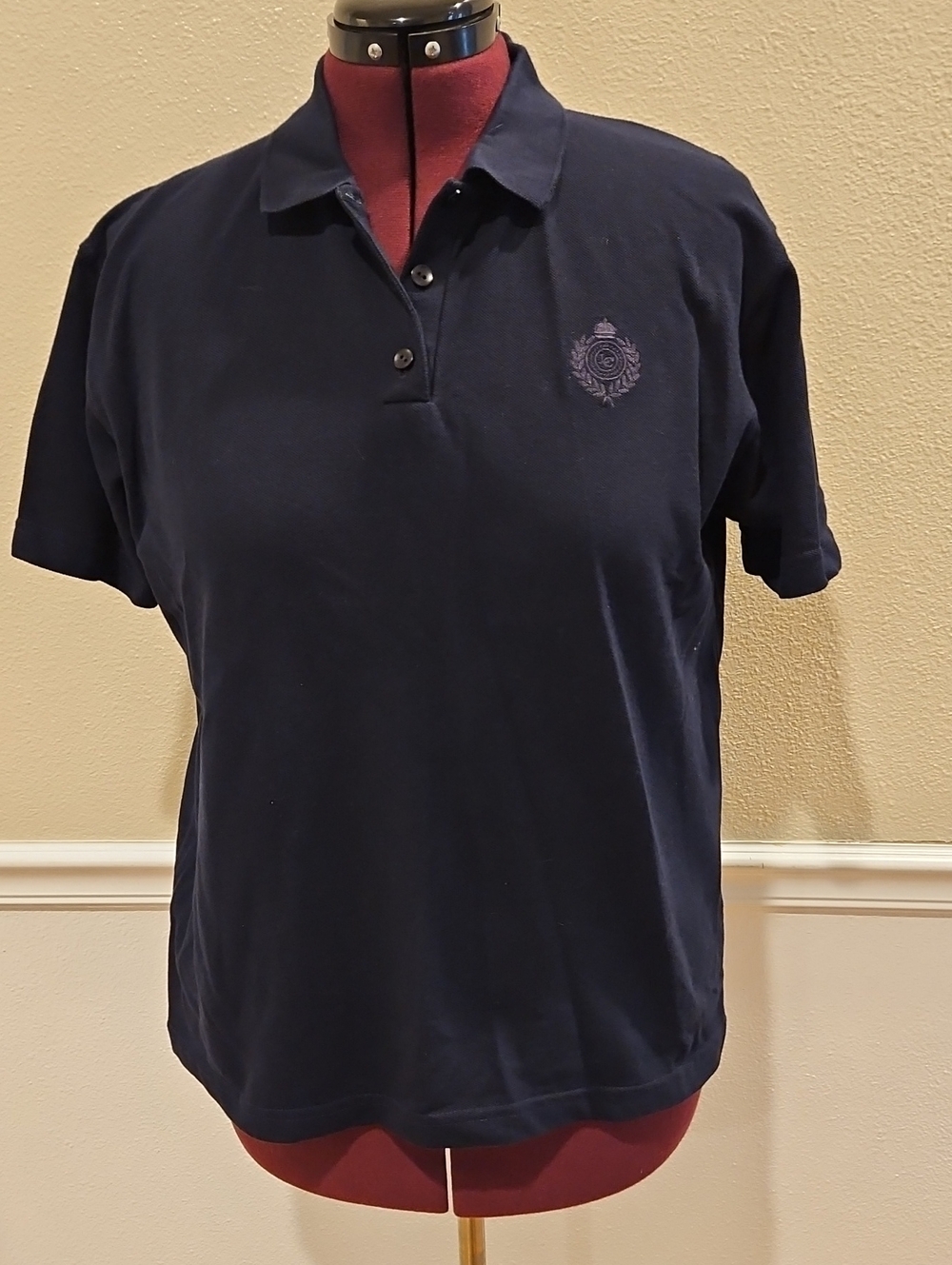 Women's Navy Polo with Subtle Crest Embroidery